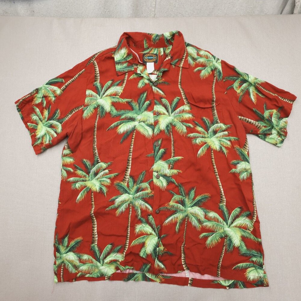 Hawaiian Reserve Collection Shirt Mens Size Large Casual Button Up Tropical Red